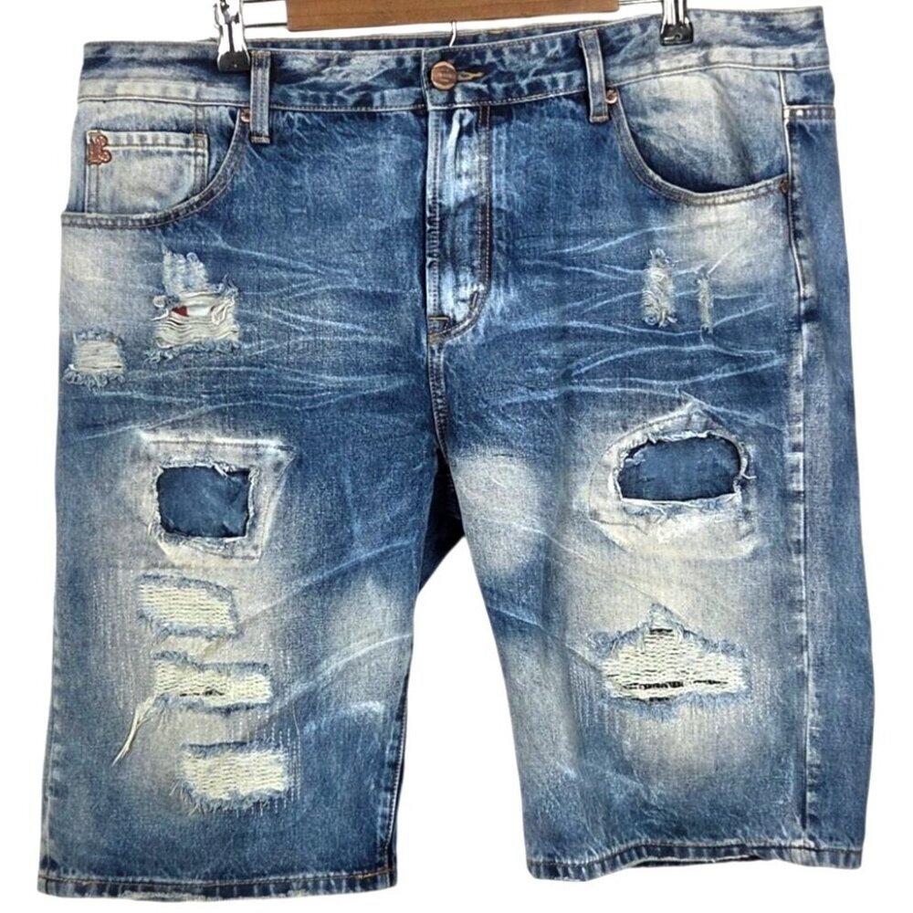 Distressed Grindhouse Denim Blue Jean Shorts Size 38 100% Cotton Streetwear